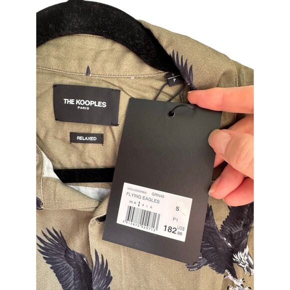 The Kooples Flying Eagles Button-Down Unisex Shirt 100% Viscose Size Small NWT - Picture 3 of 6